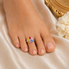 Rainbow Gemstone Floral Silver Toe Ring Set